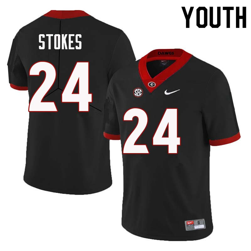 Youth Georgia Bulldogs #24 Eric Stokes College Football Jerseys Sale-Black - Click Image to Close